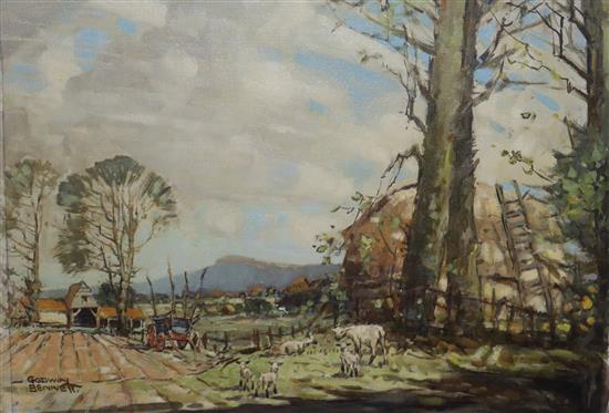 Godwin Bennett (1888-1950), Springtime in Sussex (Chanctonbury), 34 x 45cm